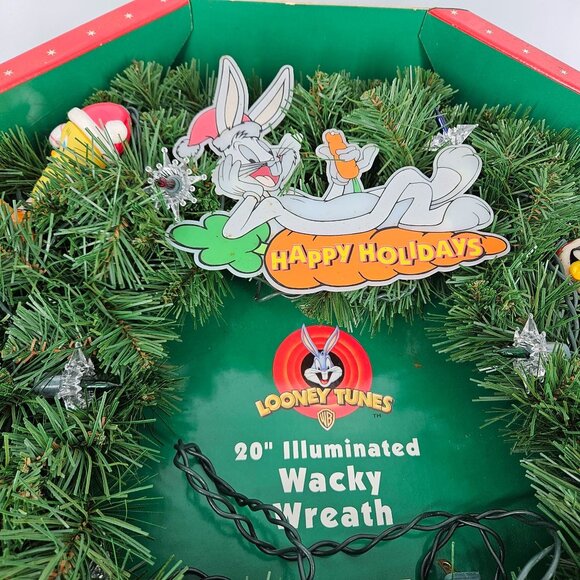 Looney Tunes Holiday Wreath Light Up Illuminated Wacky Warner Bros Christmas 20" - Picture 4 of 13